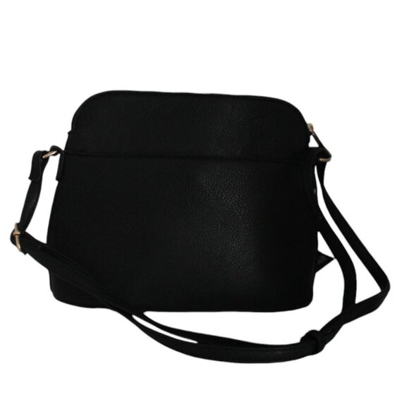 Deluxity Los Angeles Black Faux Leather Zippered Crossbody Purse PETA Vegan NWT - Picture 2 of 6